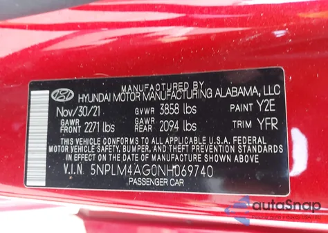 2022 Hyundai Elantra Sel z USA, uszkodzony, nr VIN 5NPLM4AG0NH069740